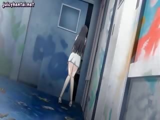 Σκοτάδι μαλλιά hentai κορίτσι του σχολείου παίρνει jizzload