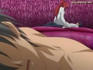 Anime rūdmataina ar zeķe jāšana a penis